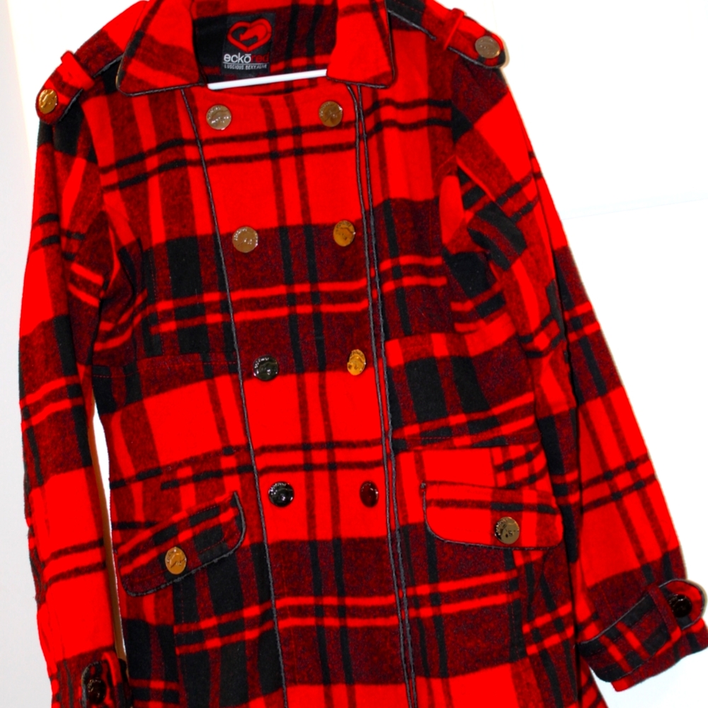 Blue and Red Buffalo Checked Winter Coat eckōred